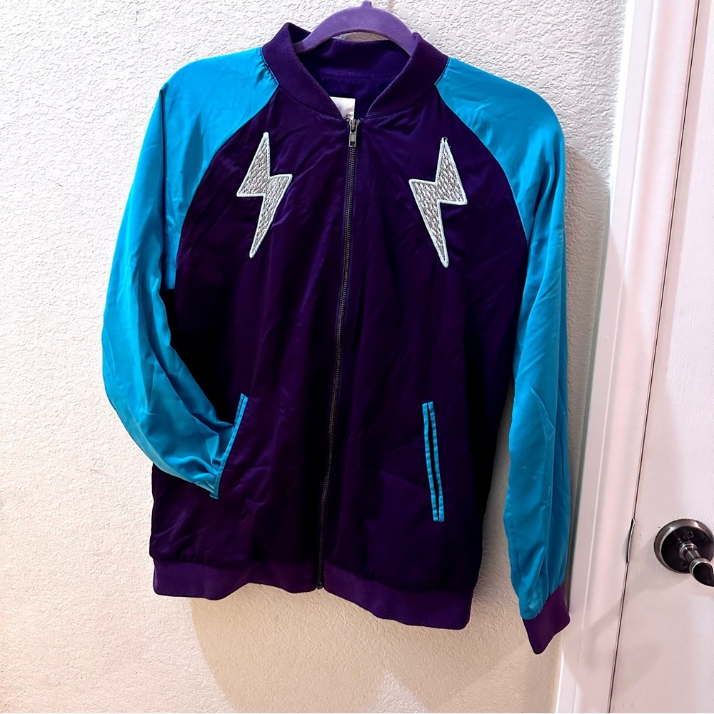 Cat & Jack Teal and Purple Galaxy Jacket with Patch Motifs